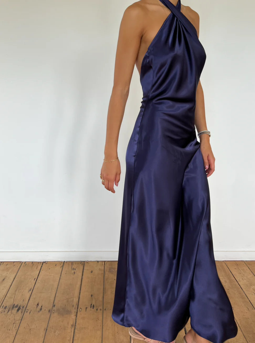 Maxi dress with spaghetti straps-Crossover Maxi - Navy