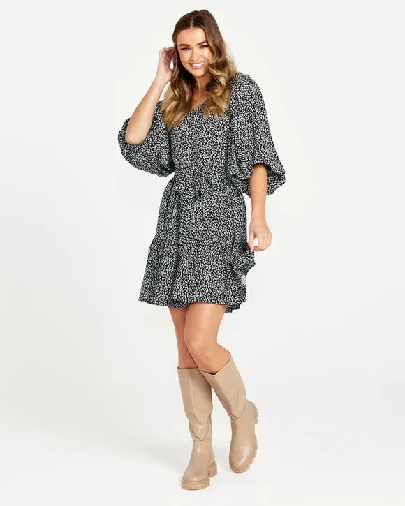 Trumpet sleeve mini dress-Sass Nicolette Puff Sleeve Dress