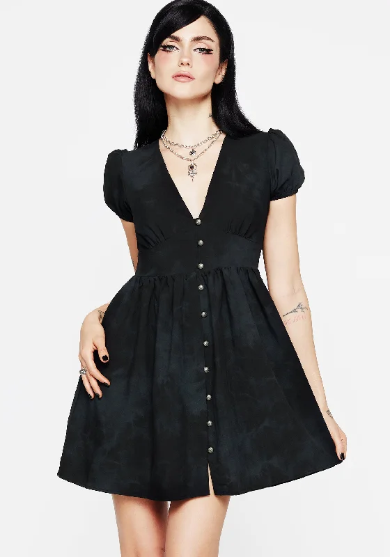 Tulle mini dress-Gladys Button Up Mini Dress