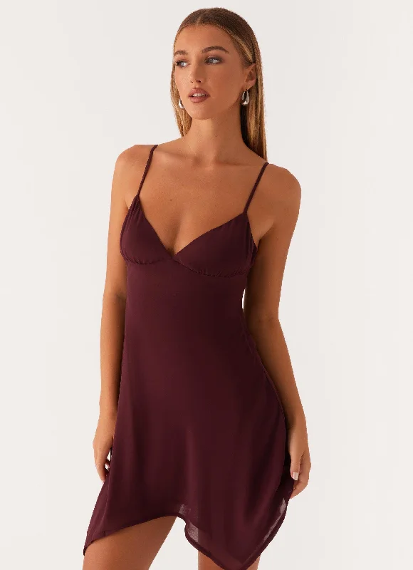 Sheer panel mini dress-Briella Chiffon Mini Dress - Mulberry