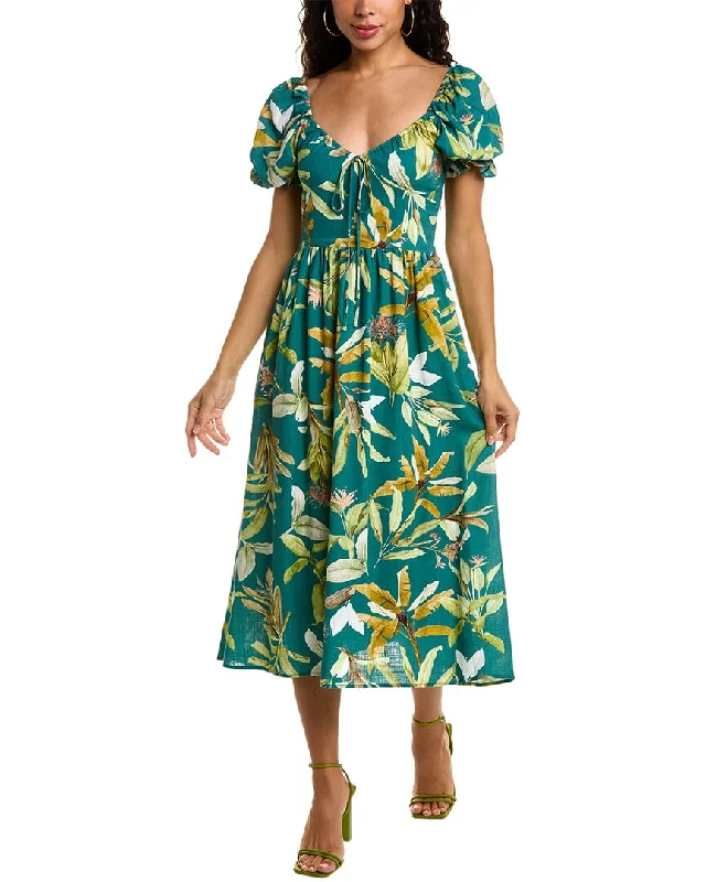 Midi dress with retro style-O.P.T. Jungle Linen-Blend Midi Dress