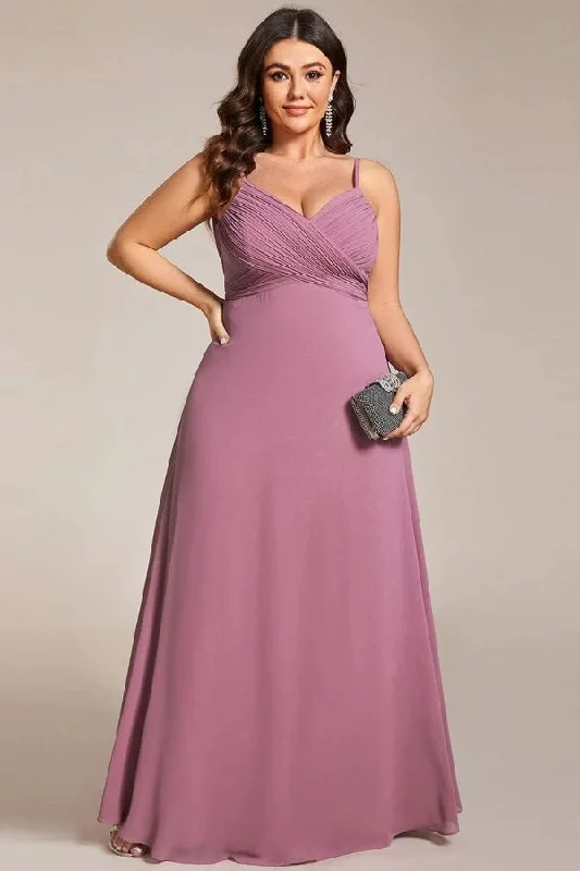 Maxi dress with ruched sides-A-Line Maxi Chiffon Dress CS0690