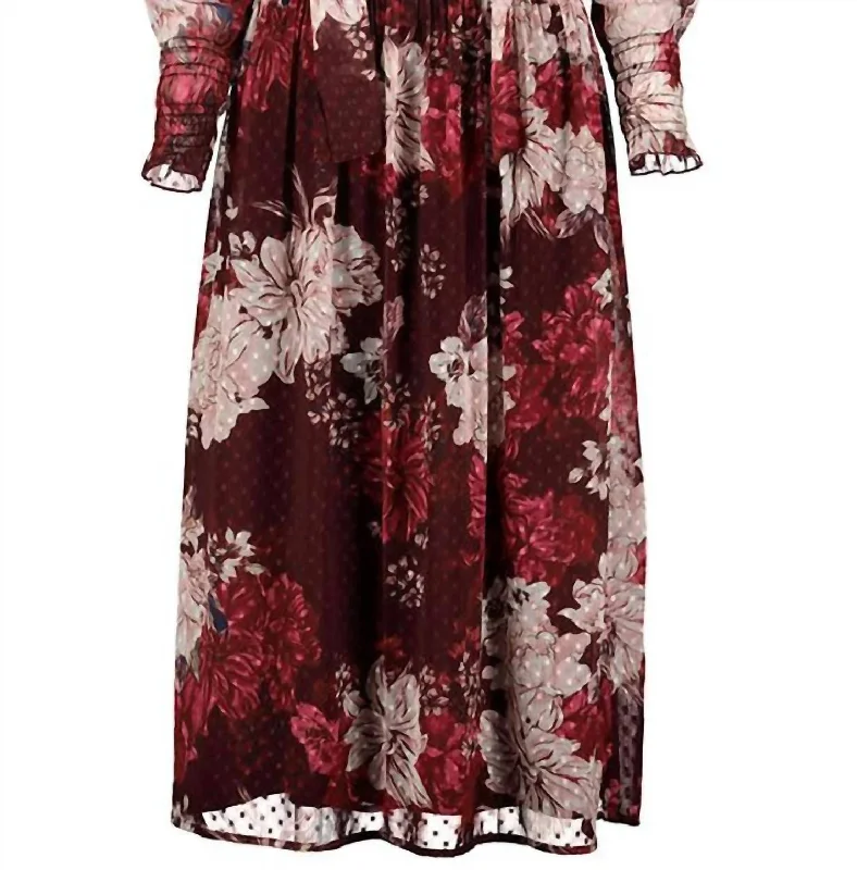 Midi dress for cocktail parties-Cameo Midi Dress In Dahlia Print