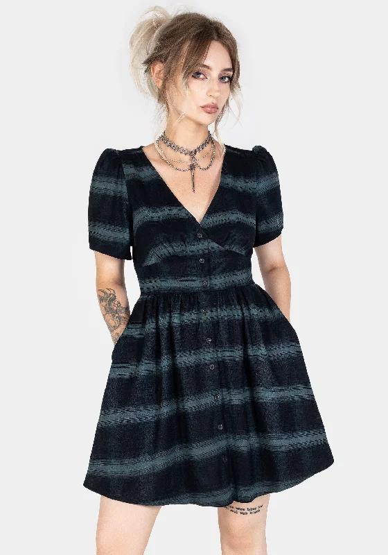 Button front mini dress-Greenlee Check Mini Dress