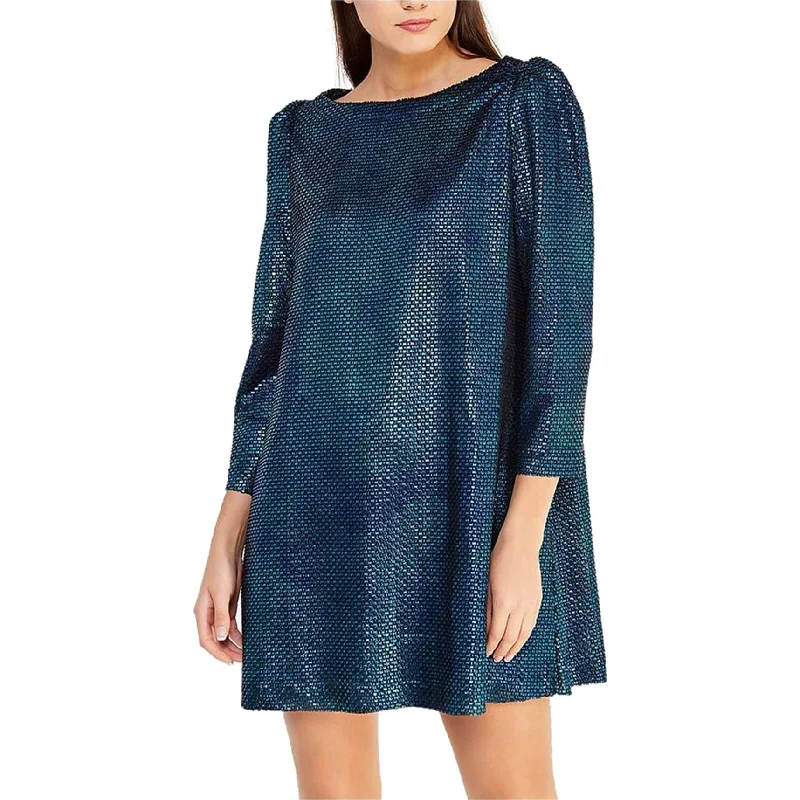 Modern design mini dress-Free People Womens Diamonds are Forever Metallic Mini Dress, Blue, X-Small