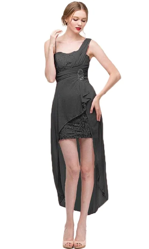 Casual mini dress-Eureka Fashion - 1921 Lace Mini Dress with High Low Chiffon Overskirt