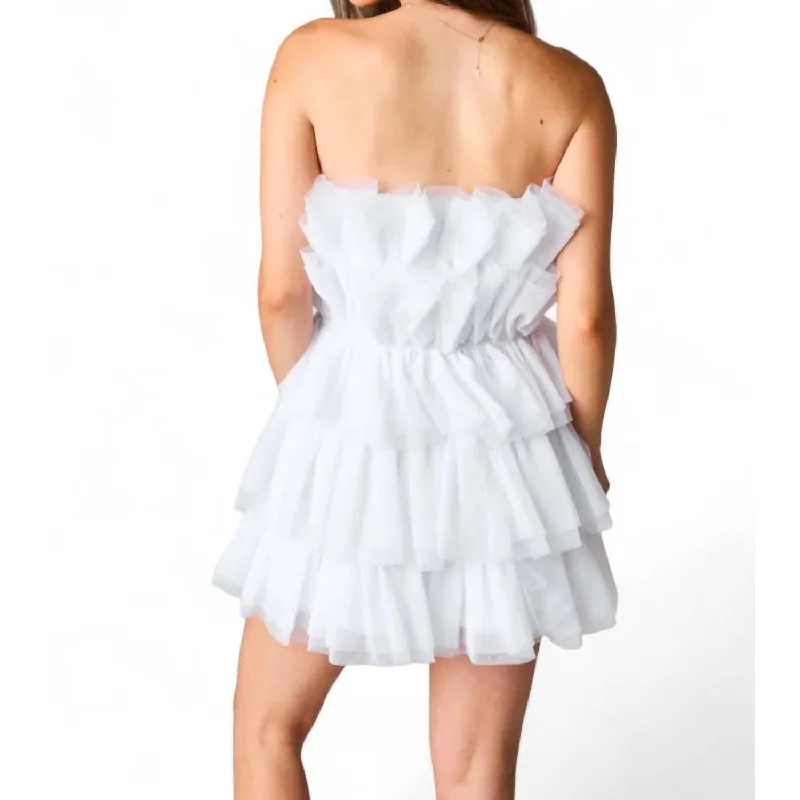 Fringe mini dress-Buddylove - Powder Puff Strapless Tulle Mini Dress