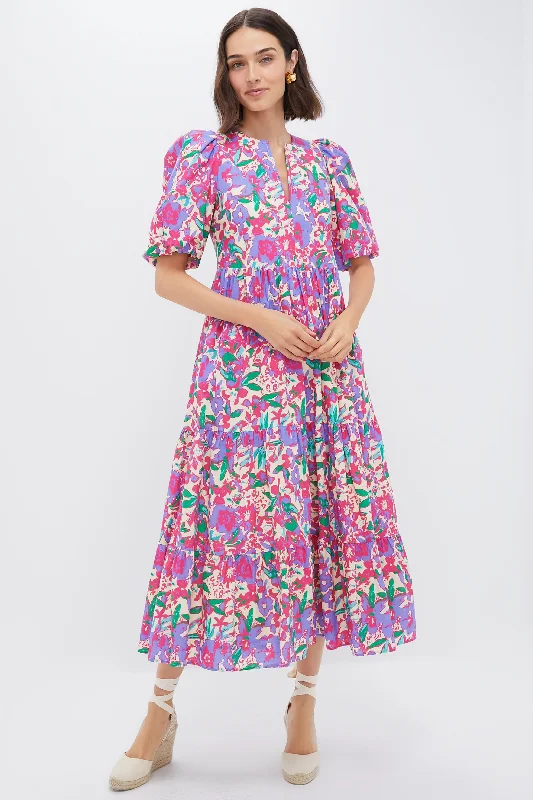 Casual maxi dress for daytime-Magenta Multi Floral Cisco Maxi Dress