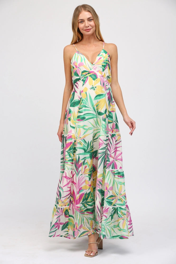 Maxi dress with trumpet sleeves-BACK TIE MAXI DRESS