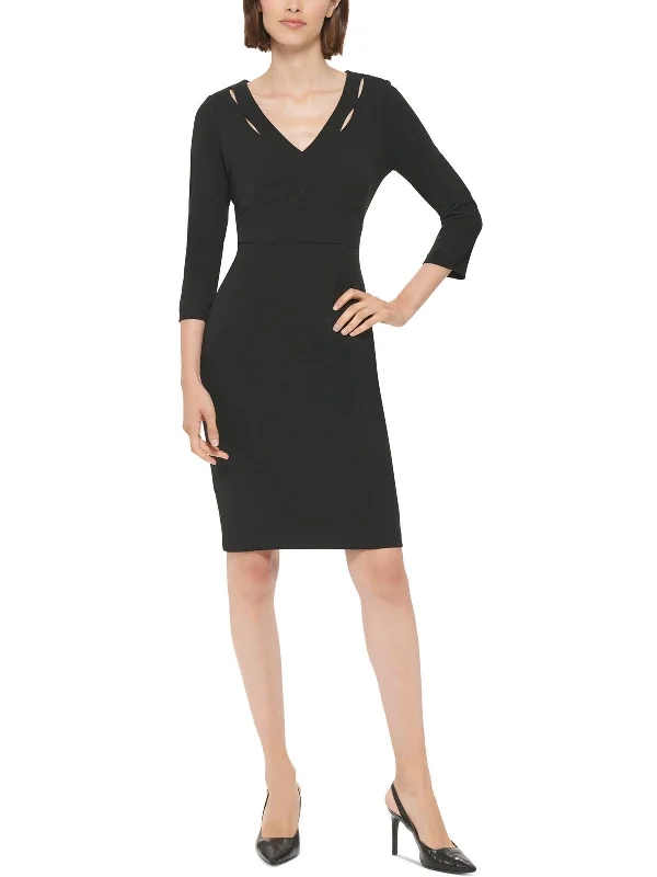 Midi dress for summer-Womens Cutout Midi Sheath Dress