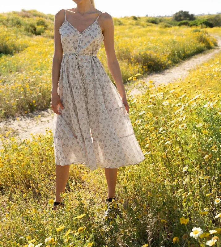 Midi dress with bohemian vibes-Wildflower Meadows Tiered Midi Dress In Twig