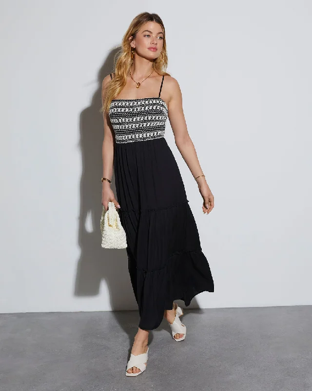 Maxi dress with modern design-Petra Striped Tiered Maxi Dress