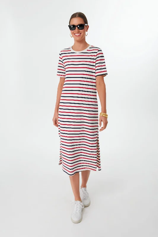 Maxi dress with retro vibe-Americana Stripe Short Sleeve Gio Maxi Dress