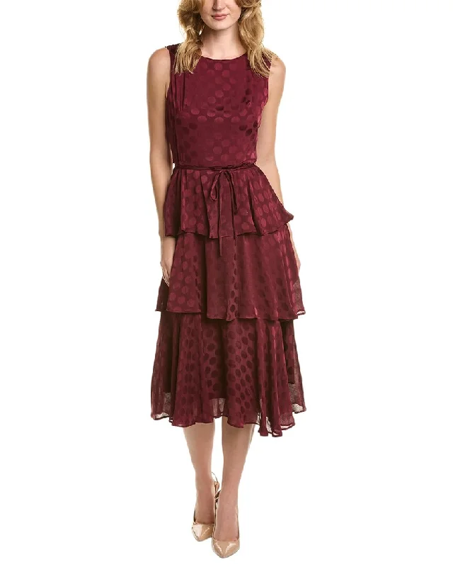 Midi dress for cocktail parties-MAISON TARA Tiered Midi Dress