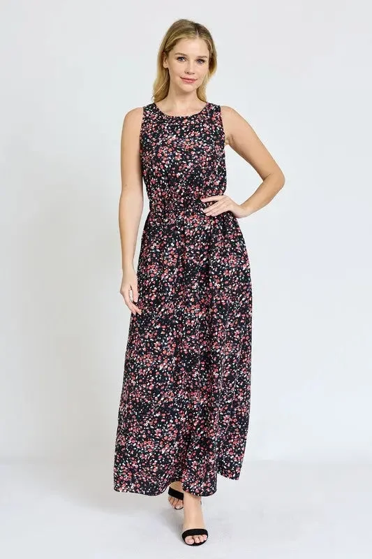 Maxi dress with glam touch-Polka Dot Blouson Maxi Dress