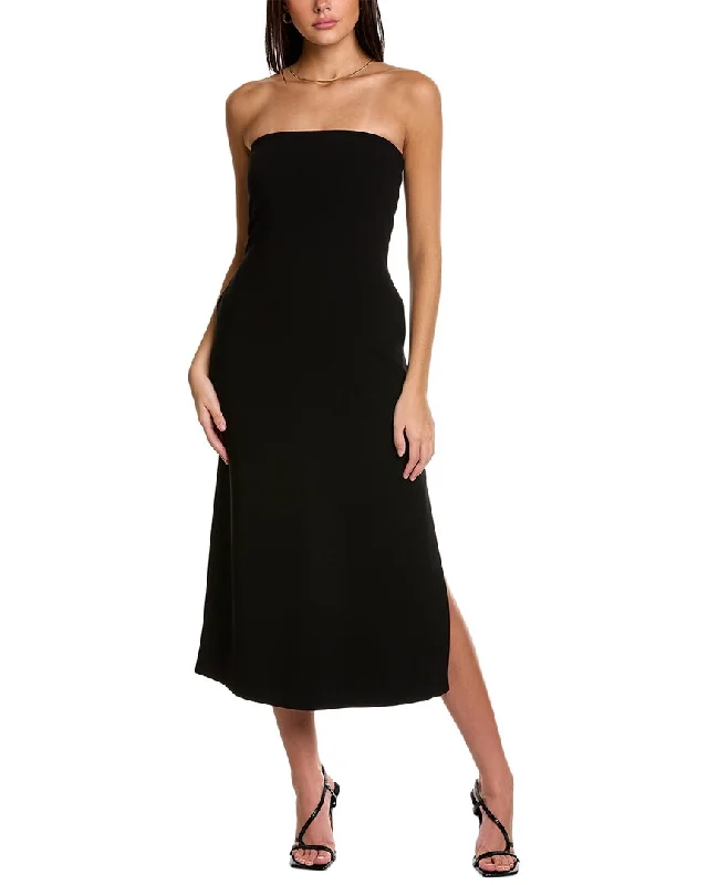 Midi dress with button front-Theory Strapless Midi Dress