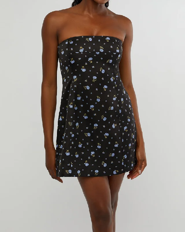 Sporty mini dress-Strapless Peplum Ditsy Floral Mini Dress