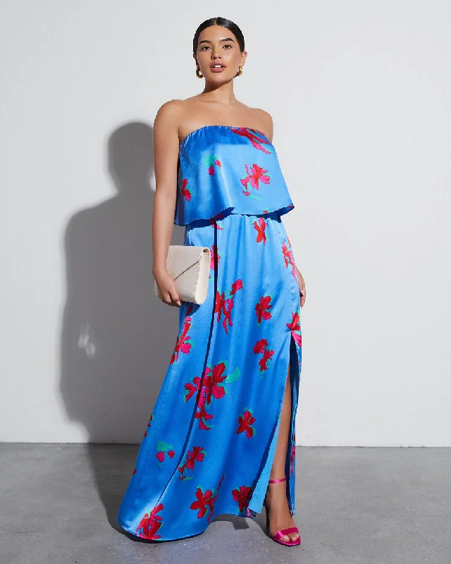 Maxi dress with voluminous sleeves-Fancy Plans Off The Shoulder Empire Maxi Dress