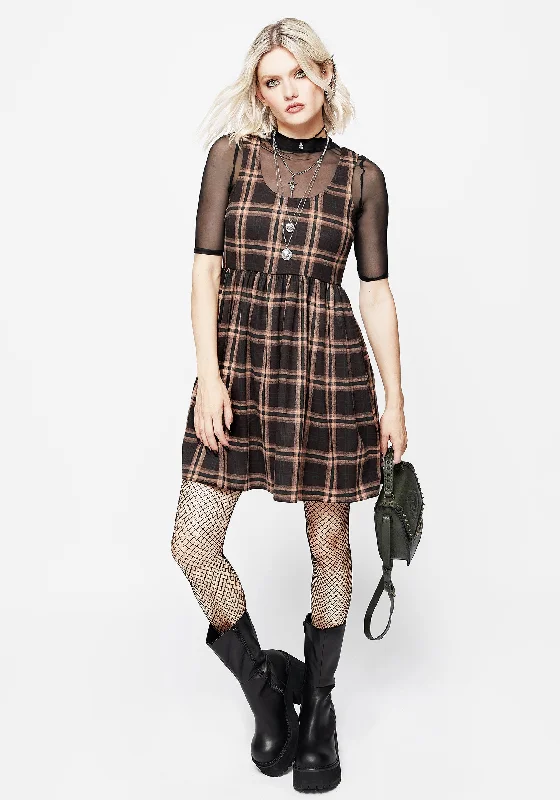 Boho mini dress-Ambrose Check Mini Dress