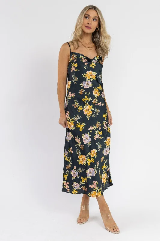 Maxi dress with metallic threads-Jules Floral Slip Maxi Dress - Final Sale