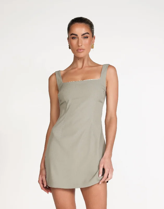 Metallic thread mini dress-Eliya Mini Dress (Seagrass)