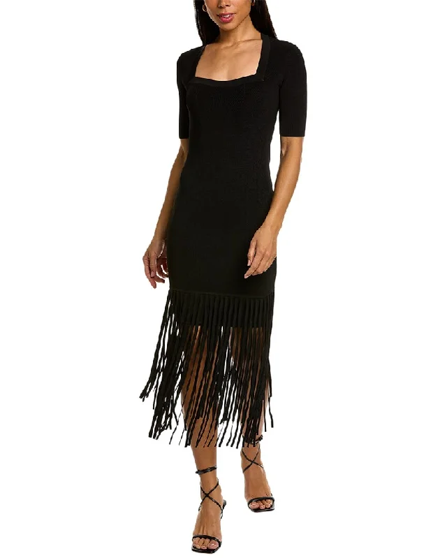 Midi dress with unique patterns-Toccin Fringe Midi Dress