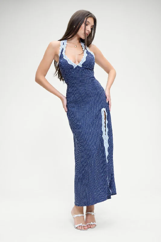 Maxi dress with gingham print-Madeleine Polka Dot Maxi Dress - Dotty