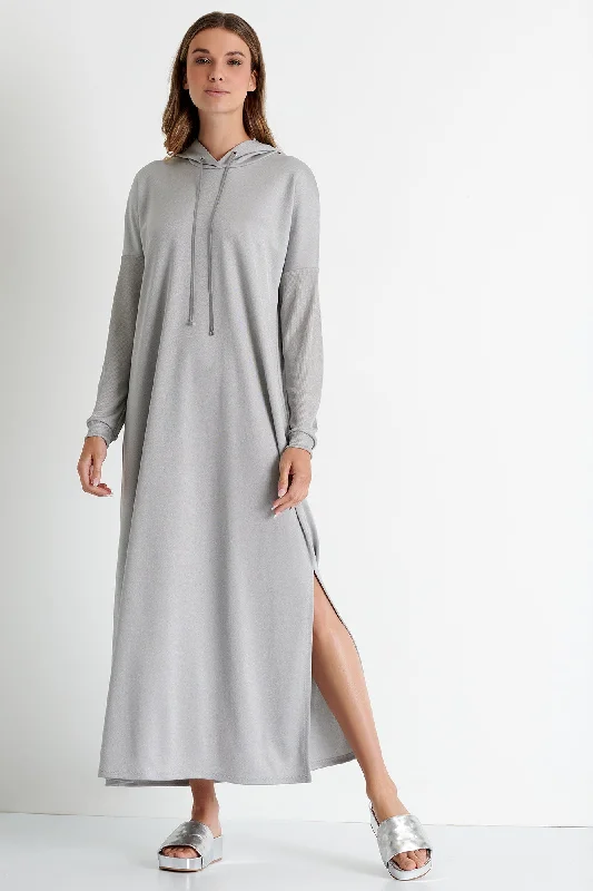 Maxi dress with cut-out details-Long Hooded Dress - 52204-75-160