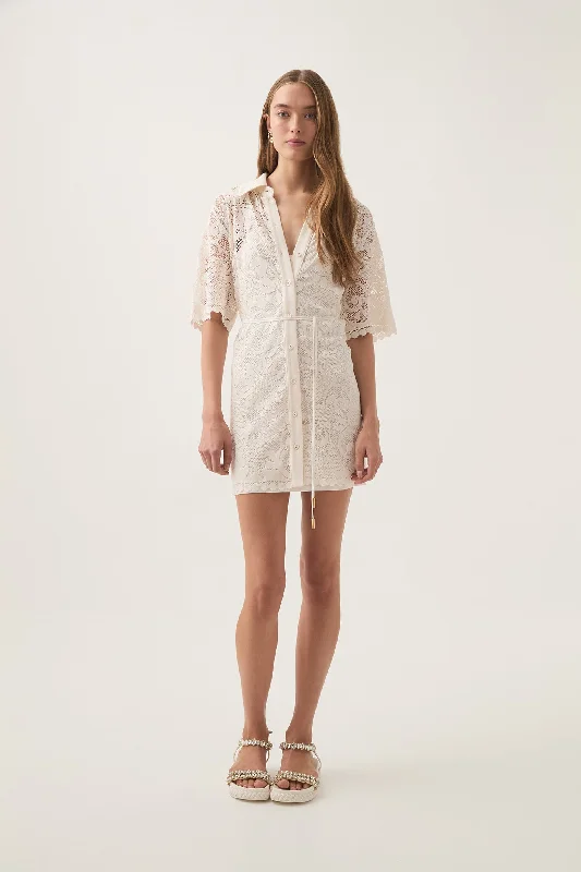 Cowl neck mini dress-Muses Lace Mini Dress