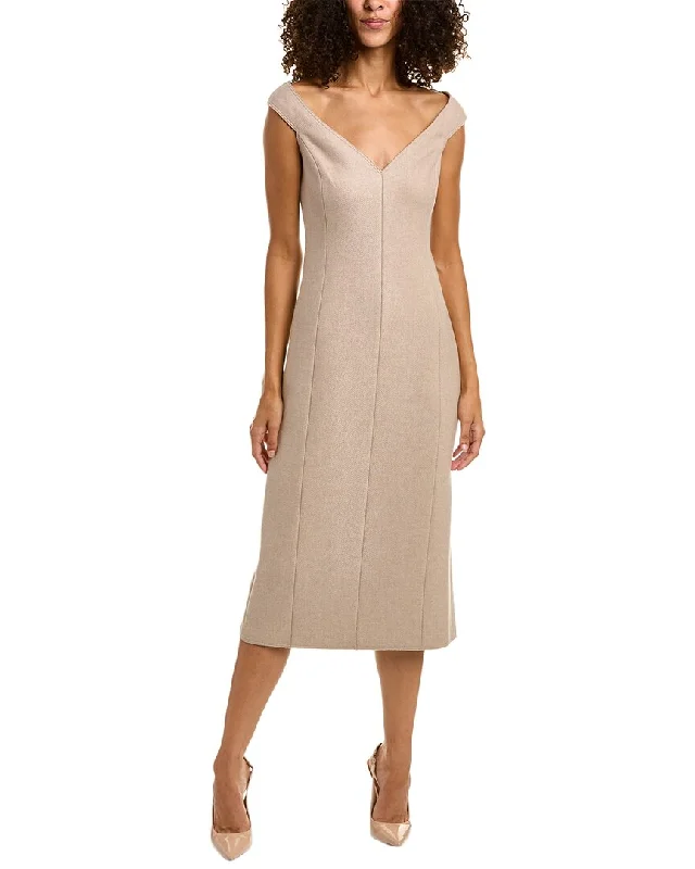 Midi dress with halter neck-Theory Paneled Wool Midi Dress