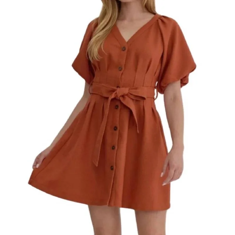 Spaghetti strap mini dress-Entro - Belted Mini Dress