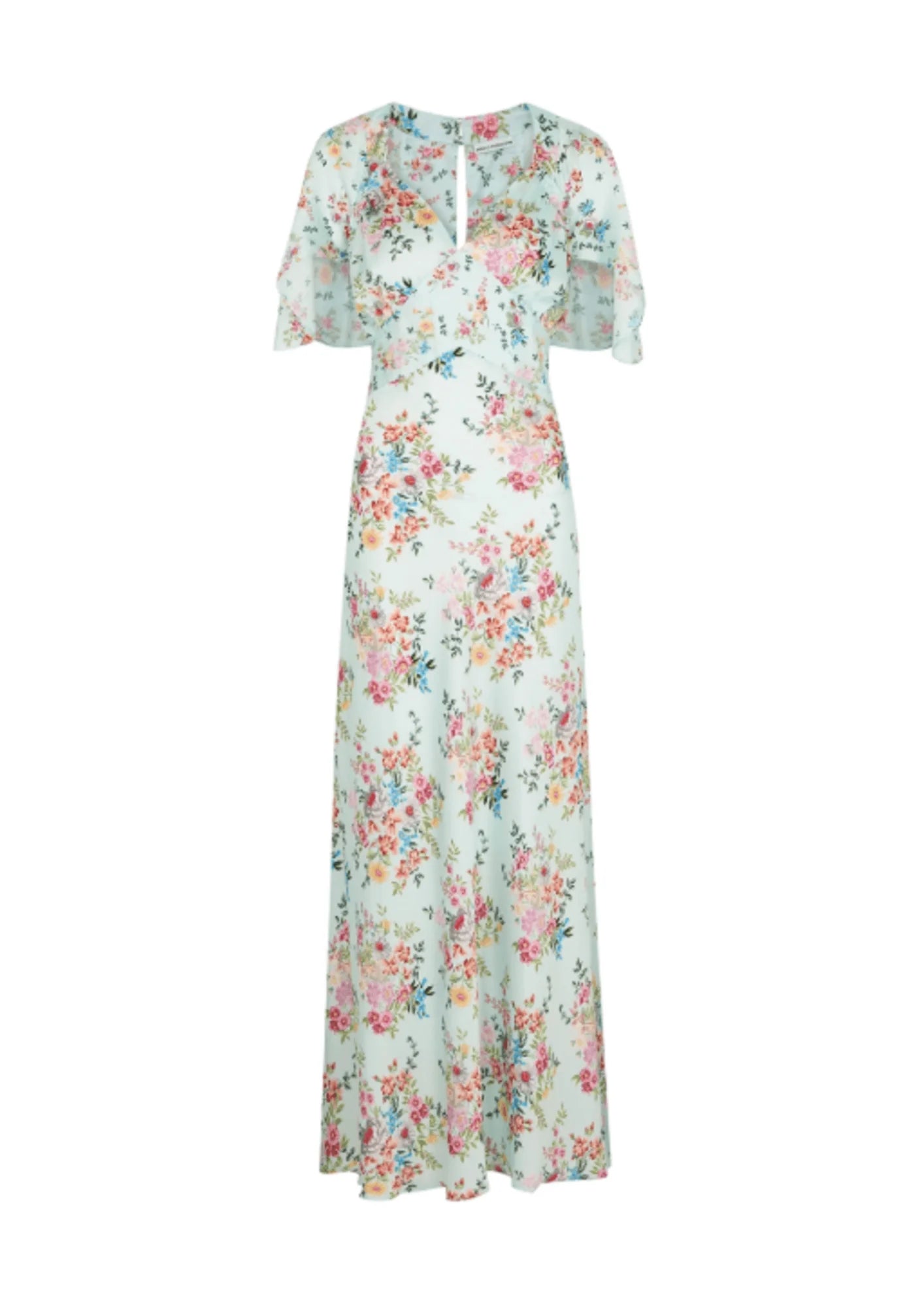 Maxi dress with tie waist-FLORAL SATIN MAXI DRESS