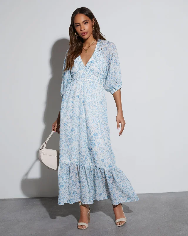 Maxi dress with shimmer fabric-Bailey Long Sleeve Floral Maxi Dress