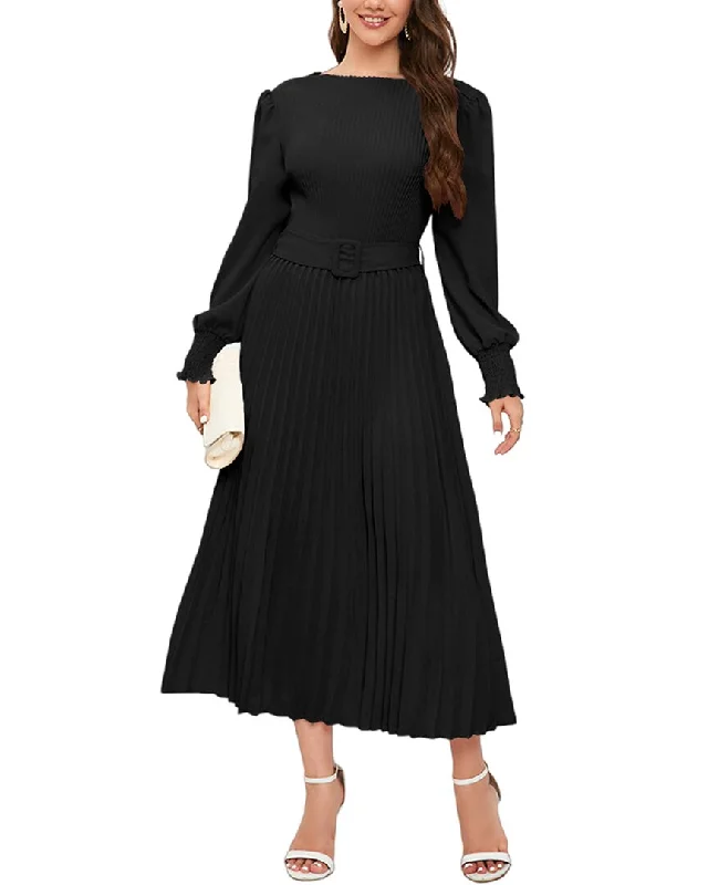 Midi dress with off-shoulder neckline-VERA DOLINI Midi Dress