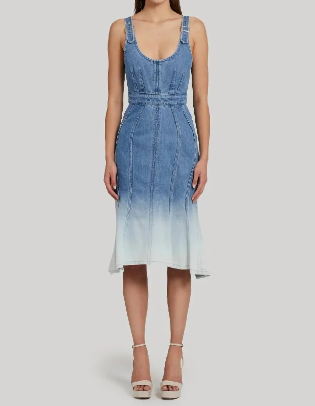 Midi dress with glam touch-Raisa Denim Midi Dress In Ioania