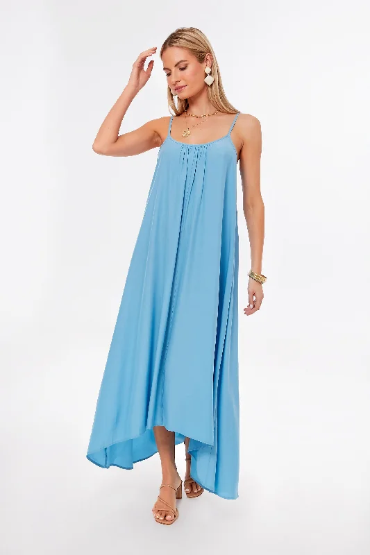 Maxi dress with asymmetrical hem-Blue Laney Maxi Dress