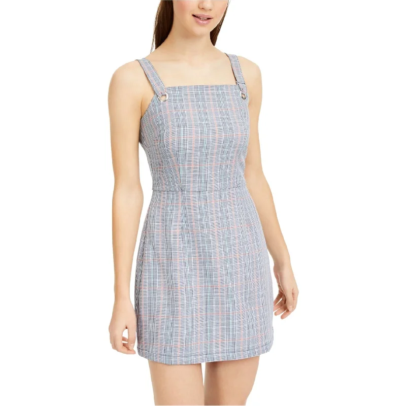 Pleated mini dress-Fishbowl Womens Plaid Mini Dress, Blue, Large