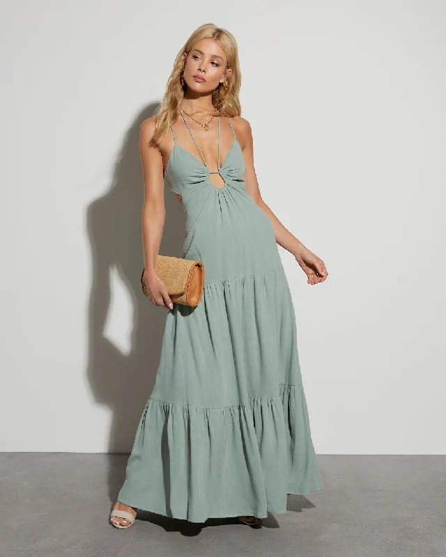 Maxi dress with iridescent finish-Frankie Tie Back Maxi Dress