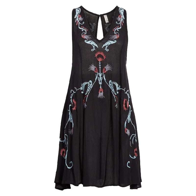 Tropical print mini dress-Free People Womens Embroidered Mini Dress