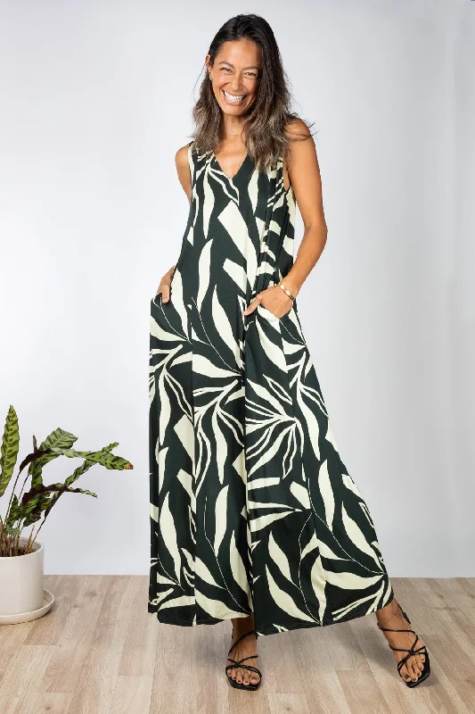 Maxi dress with fringe details-Elaine Maxi (Maile Forest)