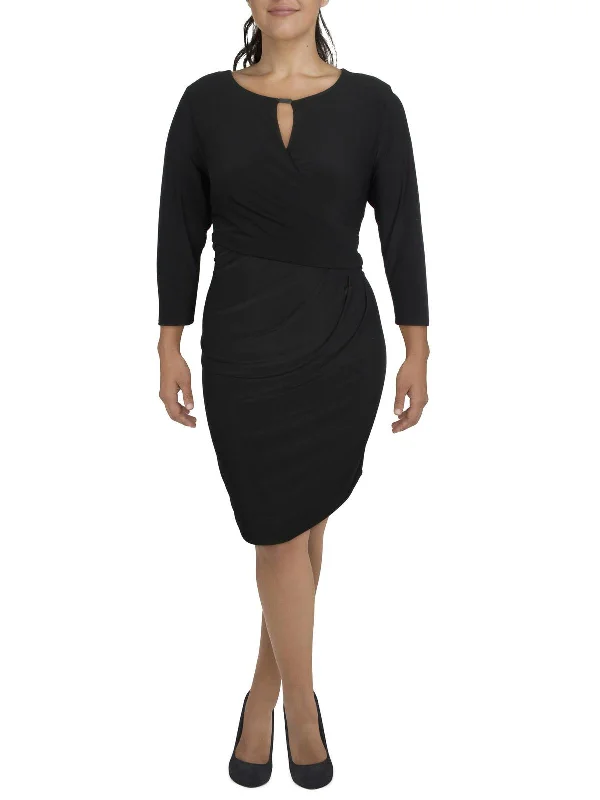 Midi dress with cut-out details-Womens Jersey Faux Wrap Midi Dress