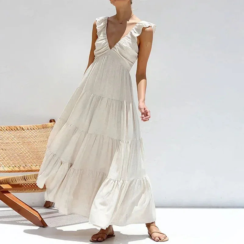 Maxi dress with open back-Celeste - Sleeveless maxi dress