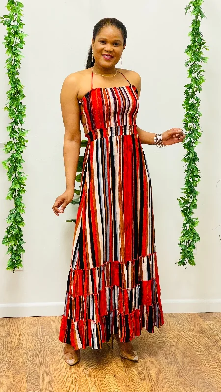 Maxi dress with funky flair-Rosemary open back maxi