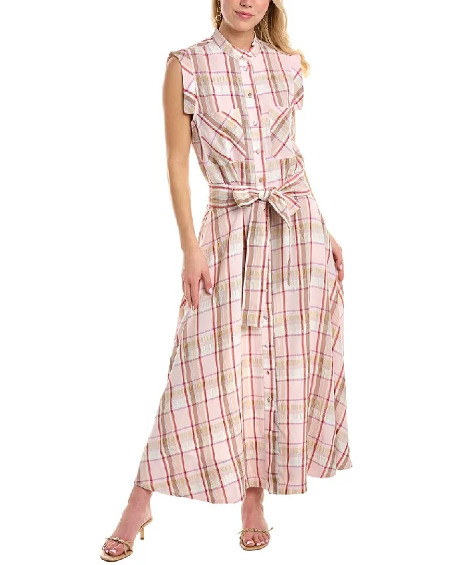 Midi dress with empire waist-Pearl by Lela Rose Plaid Crepe Belted Midi Dress