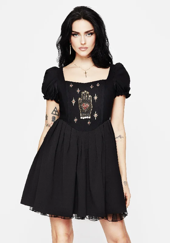 Youthful look mini dress-Ingrid Embroidered Applique Corset Mini Dress