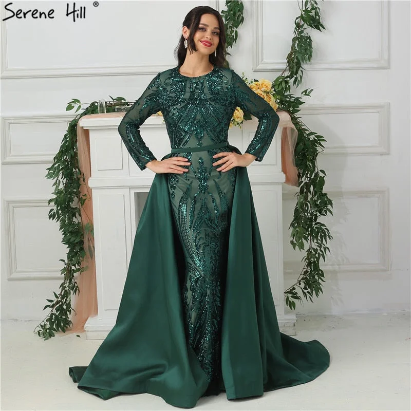 Evening dress with taffeta-Evening Dress Appliques Sequined Fashion With Train Evening Gowns  LA6613