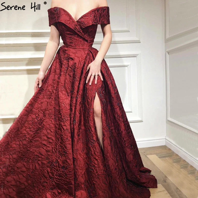 Evening dress with keyhole back-Long Gowns Off Shoulder Sexy Fashion Evening Gowns LA6484