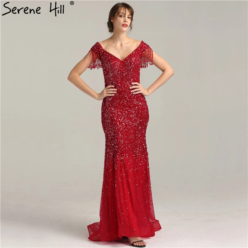 Evening dress with cap sleeves-Mermaid Elegant Evening Dress Evening Gown LA6233