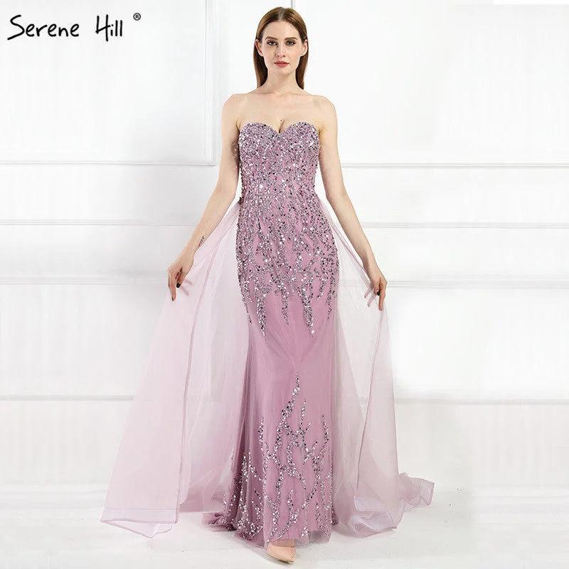 Evening dress with crochet details-Mermaid Elegant Fashion Evening Dress Beading Sequined Sleeveless LA6215