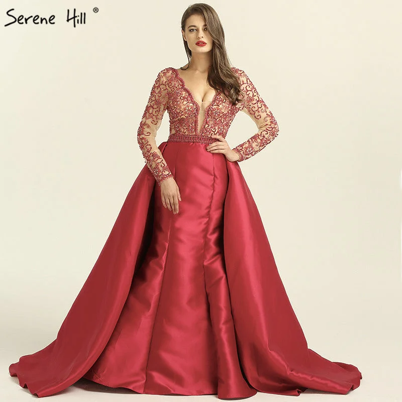 Evening dress with full skirt-Mermaid Satin Evening Dresses  Evening Gowns LA6312